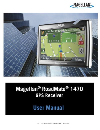 Magellan RoadMate 1470 GPS Receiver User Manual - cover page