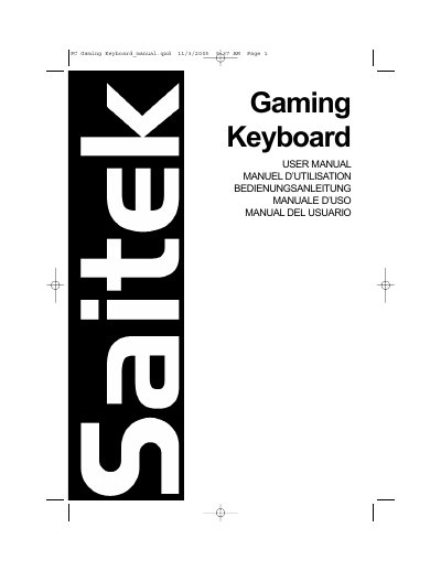 Saitek PC Gaming Keyboard User Manual - cover page
