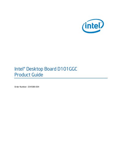 Intel D101GGC Desktop Board Product Guide - cover page