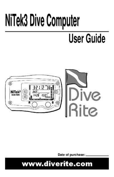 Dive Rite NiTek3 Dive Computer User Manual - cover page