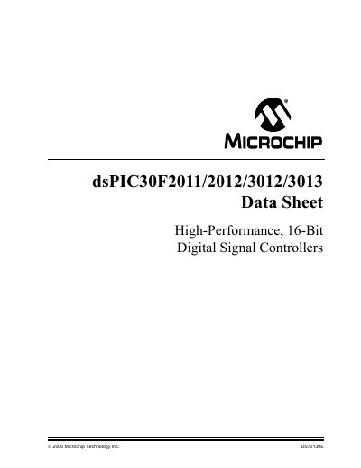 Microchip dsPIC30F2011/2012/3012/3013 Datasheet - cover page