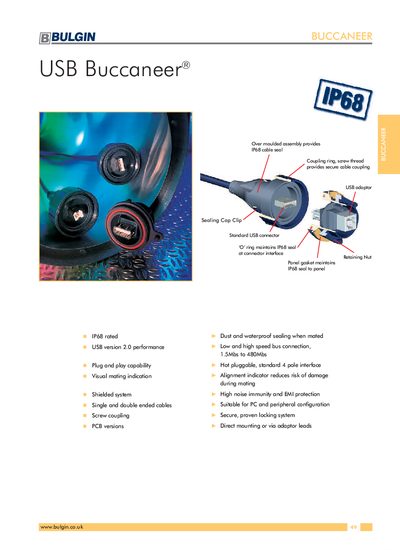Bulgin USB Buccaneer IP68 Product Leaflet - cover page