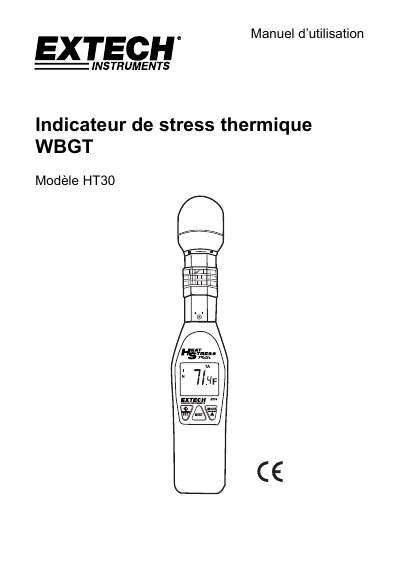Extech HT30 WBGT Heat Stress Indicator User Manual - cover page