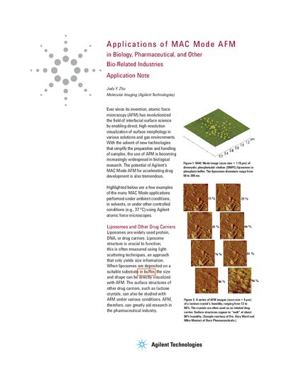 Agilent MAC Mode AFM Applications in Biology and Pharmaceuticals - cover page