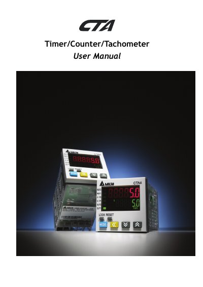 Delta CTA Timer/Counter/Tachometer User Manual - cover page