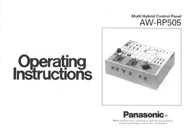 Panasonic AW-RP505 Multi Hybrid Control Panel User Manual - cover page