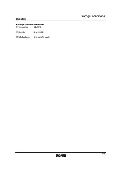 ROHM Resistor Storage Conditions Manual - cover page