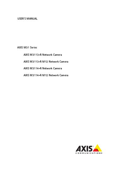 Axis M31 Series Network Camera User Manual