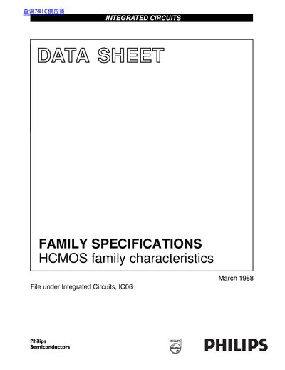 Philips 74HC/HCT/HCU Family Characteristics Datasheet - cover page