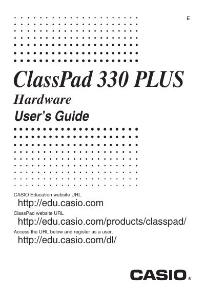 Casio ClassPad 330 PLUS Hardware User's Guide