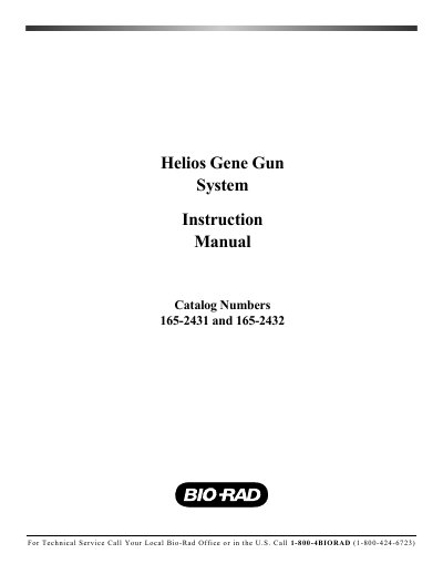 Bio‑Rad Helios Gene Gun System Instruction Manual - cover page