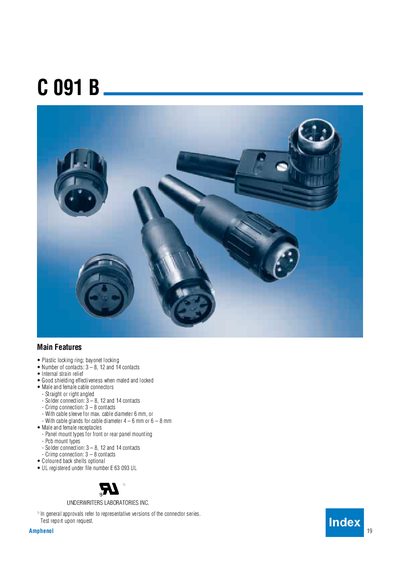 Amphenol C 091B Connector Datasheet - cover page