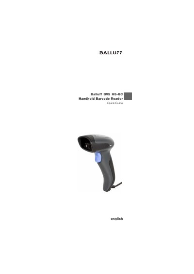 Balluff BVS HS-QC Handheld Barcode Reader Quick Guide - cover page
