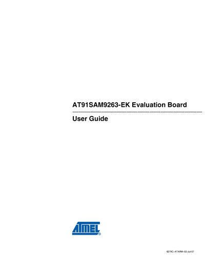 Atmel AT91SAM9263-EK Evaluation Board User Guide - cover page