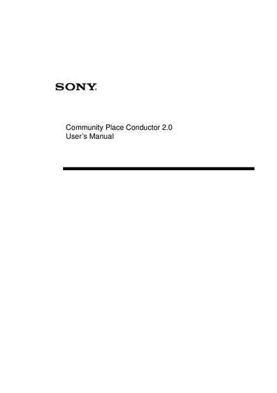 Sony Community Place Conductor 2.0 User Manual - cover page
