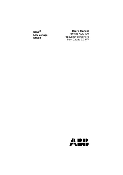 ABB ACS 100 Low Voltage Drive User Manual - cover page