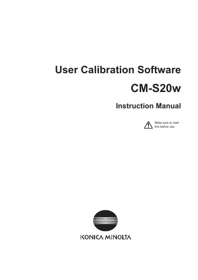 Konica Minolta CM-S20w User Calibration Software Instruction Manual - cover page