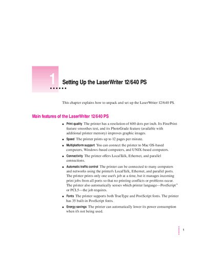 Apple LaserWriter 12/640 PS Setup Guide - cover page