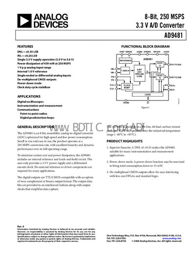 Analog Devices AD9481 Handbook - cover page