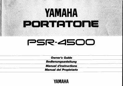 Yamaha PSR-4500 Owner's Guide - cover page
