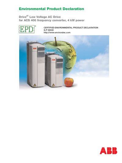 ABB ACS 400 Frequency Converter Environmental Product Declaration - cover page