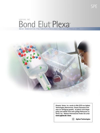 Agilent Bond Elut Plexa SPE Sorbent Product Leaflet - cover page