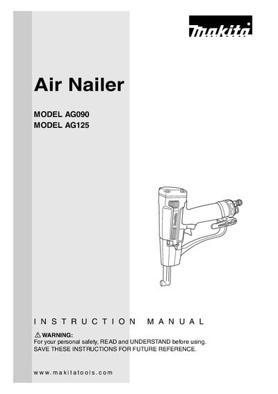 Makita Air Nailer AG090 AG125 INSTRUCTION MANUAL - cover page