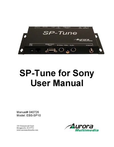 Aurora EBS-SP10 SP-Tune User Manual - cover page