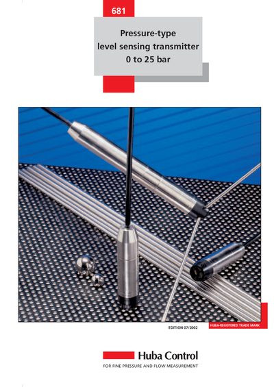 Huba 681 Pressure-type Level Sensing Transmitter Manual - cover page