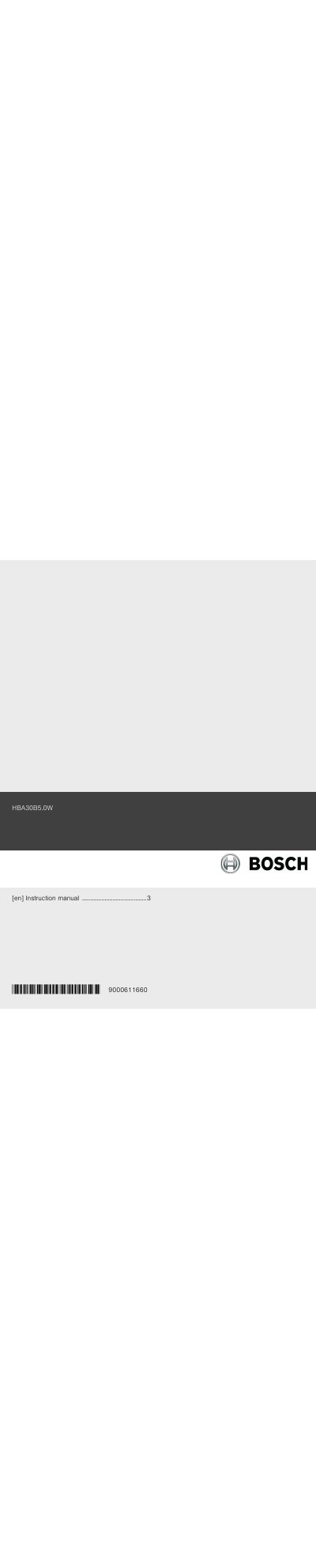 Bosch HBA30B5.0W Oven Instruction Manual - cover page