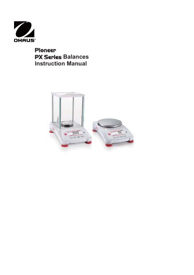 OHAUS PX Series Balance Instruction Manual - cover page