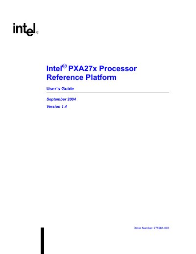 Intel PXA27x Processor Reference Platform User Guide - cover page