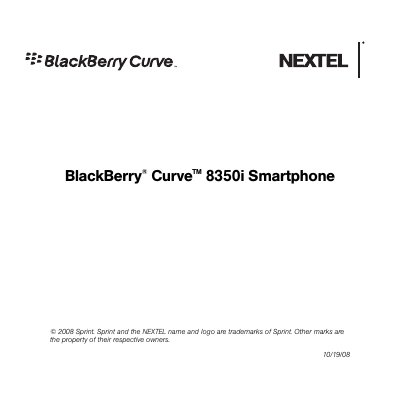 BlackBerry Curve 8350i Smartphone User Guide - cover page