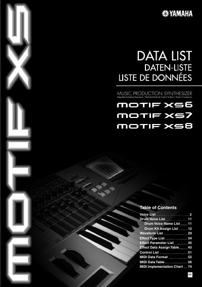 YAMAHA MOTIF X6/XS7/XS8 Manual - cover page