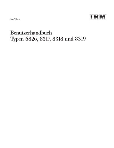 IBM NetVista Types 6826, 8317, 8318, 8319 User Manual - cover page