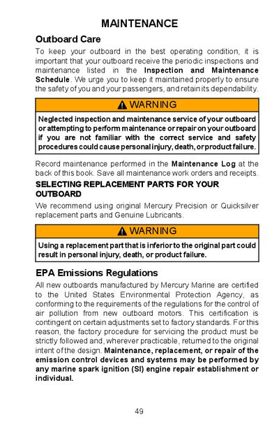 Mercury 2.5-3.5HP FourStroke Outboard Maintenance Manual - cover page