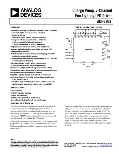 Analog Devices ADP8863 LED Driver Datasheet - cover page