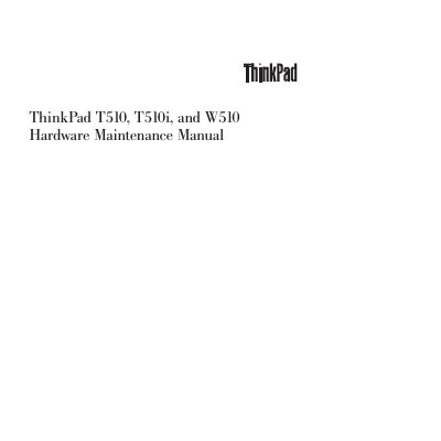 Lenovo ThinkPad T510 T510i W510 Hardware Maintenance Manual - cover page
