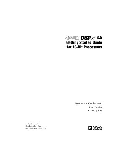 Analog Devices VisualDSP++ 3.5 Getting Started Guide for 16-Bit Processors - cover page