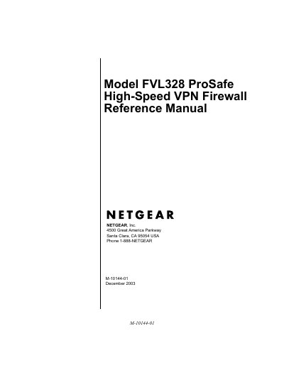 NETGEAR FVL328 ProSafe High-Speed VPN Firewall Reference Manual