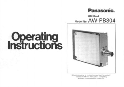 Panasonic AW-PB304 SDI Card Operating Instructions - cover page