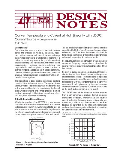 LT3092 Current Source Design Note 484 - cover page