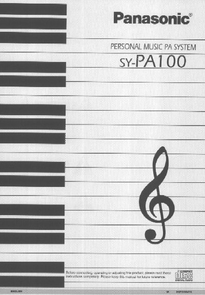 Panasonic SY-PA100 Personal Music PA System User Manual - cover page