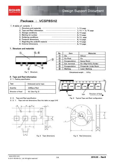 ROHM VCSP85H2 Package Design Support Document - cover page