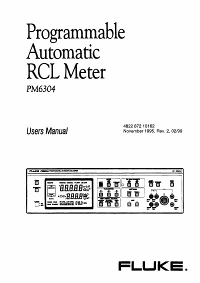 Fluke PM6304 Programmable Automatic RCL Meter User Manual - cover page