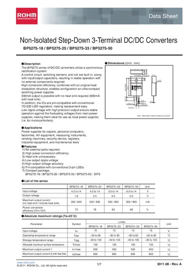 ROHM BP5275-25 Manual - cover page