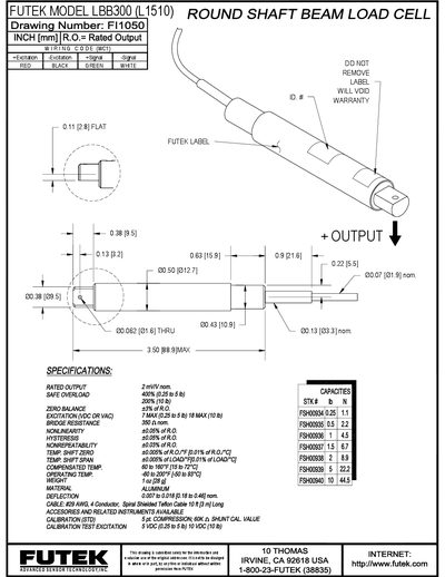 Futek LBB300 (L1510) Load Cell Datasheet - cover page