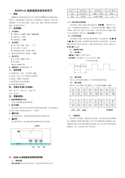 BZSP9-4A Line Speed Meter User Manual - cover page