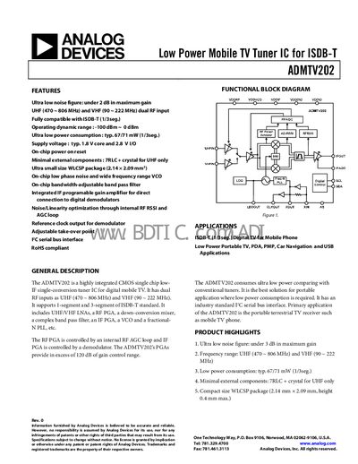 Analog Devices ADMTV202 Datasheet - cover page