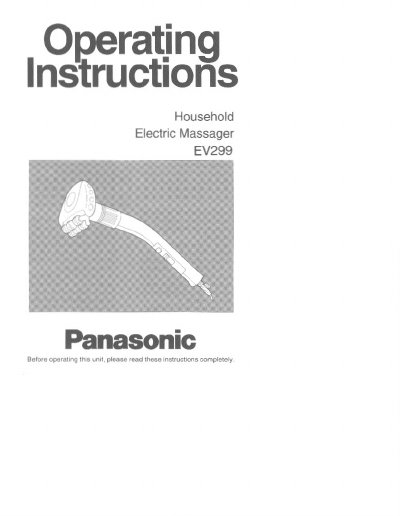 Panasonic EV299 Household Electric Massager Operating Instructions - cover page